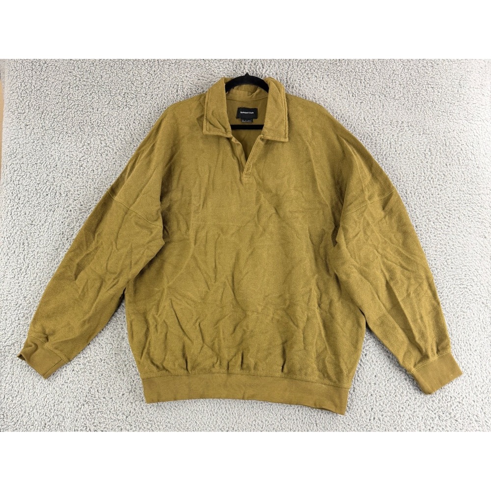 Standard Cloth Polo‎ Sweatshirt Mens Large Olive Green 100% Cotton Pullover